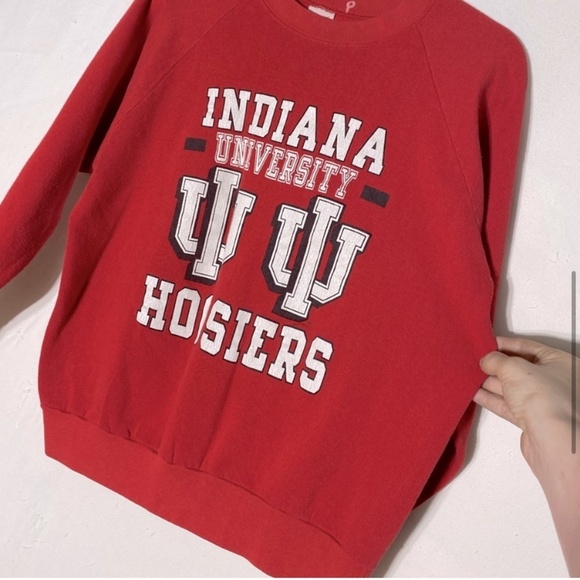 Vintage Ebert Sportswear Red Indiana University Hoosiers Crew Neck Sweatshirt L - Picture 8 of 15